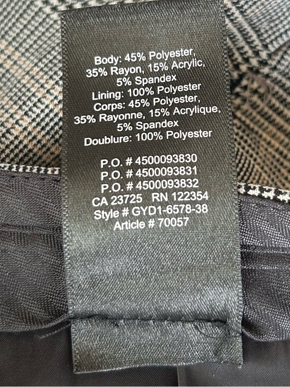 Aritzia Babaton Grey Cascade Plaid Pants High Rise Wide Leg Sz 6 - Picture 14 of 15